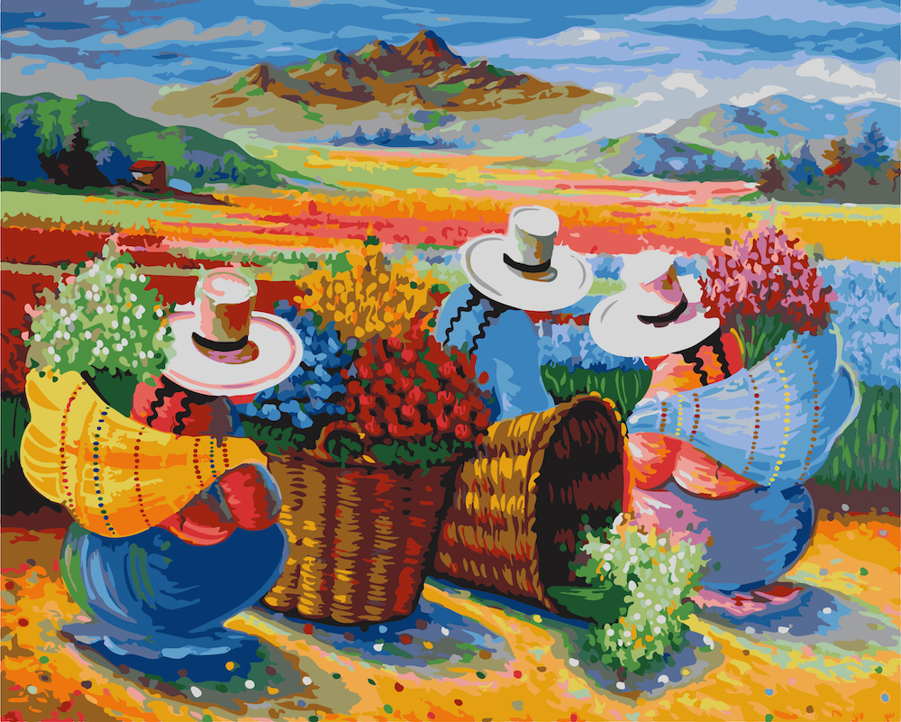 Картина по номерам "Сбор урожая цветов в Перу" 40х50см, раскраска...