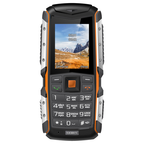 мобильный телефон защищенный texet tm513r  черный  оранжевый
