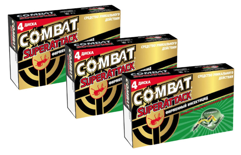 Ловушки для муравьев Combat Super Attack, 3 упаковки по 4 диска ...