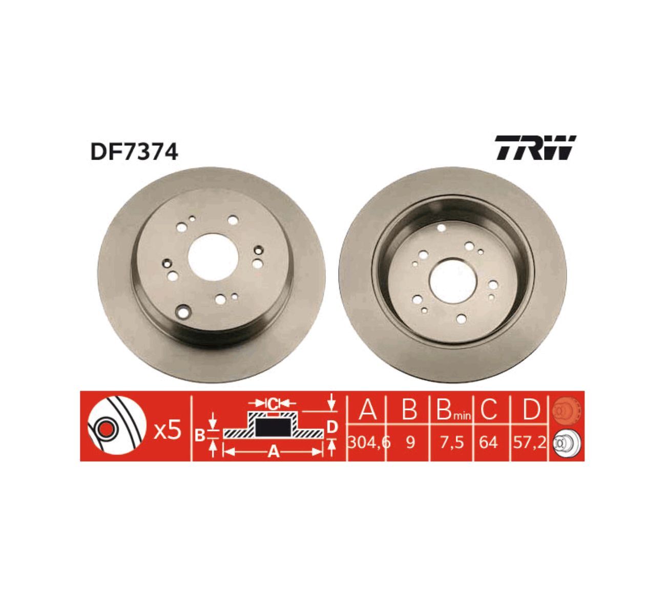 DF7374_дисктормознойзадний!HondaCR-V2.2CTDi05>