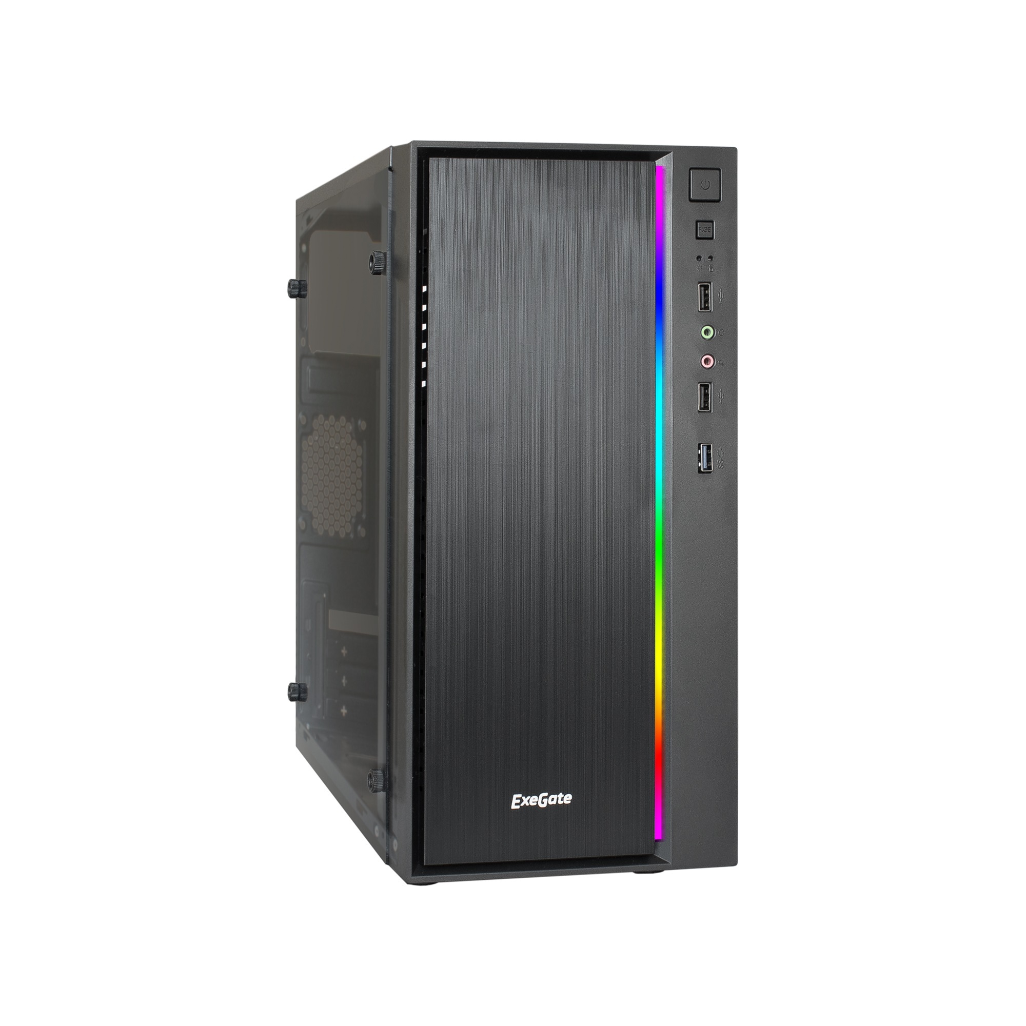 КорпусMinitowerExeGatemEVO-9301(mATX,безБП,сокном,2*USB+1*USB3.0,HDаудио,черный,сRGBподсветкой)