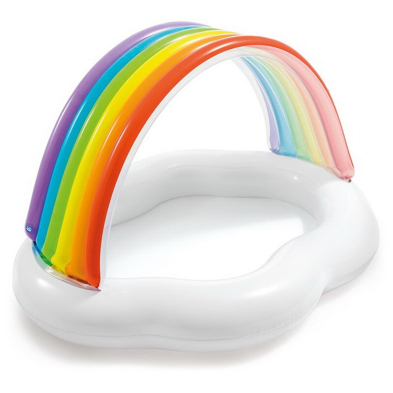 Бассейн надувной детский с навесом INTEX "Rainbow Cloud Baby Pool" (Радуга) (1-3 года), 142смx119смx84см