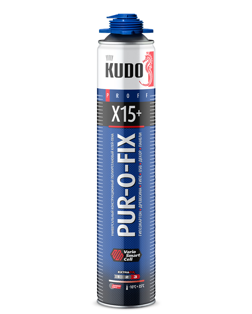 Клей-пена KUDO PUR-O-FIX X15+ профессиональный всесезонный арт. KUPP10B15SU