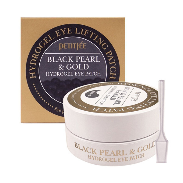 Petitfee Гидрогелевые патчи для глаз Black Pearl & Gold Eye Patch с черным жемчугом и золотом для лифтинга кожи, от темных кругов и отеков под глазами