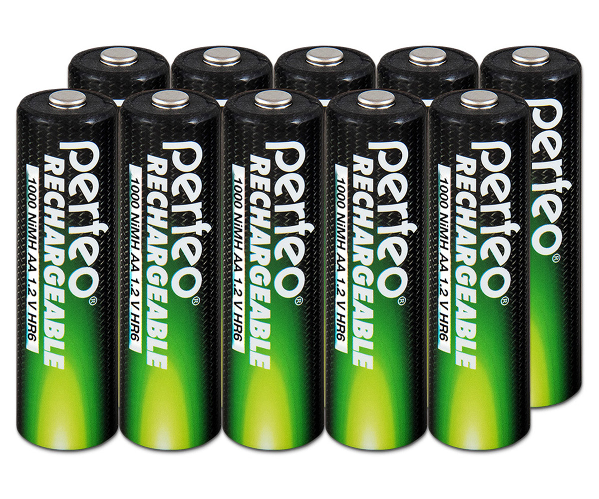 Аккумулятор Perfeo AA Ni-MH 1000 mAh, 1.2V, упаковка 10 шт. — купить в ...