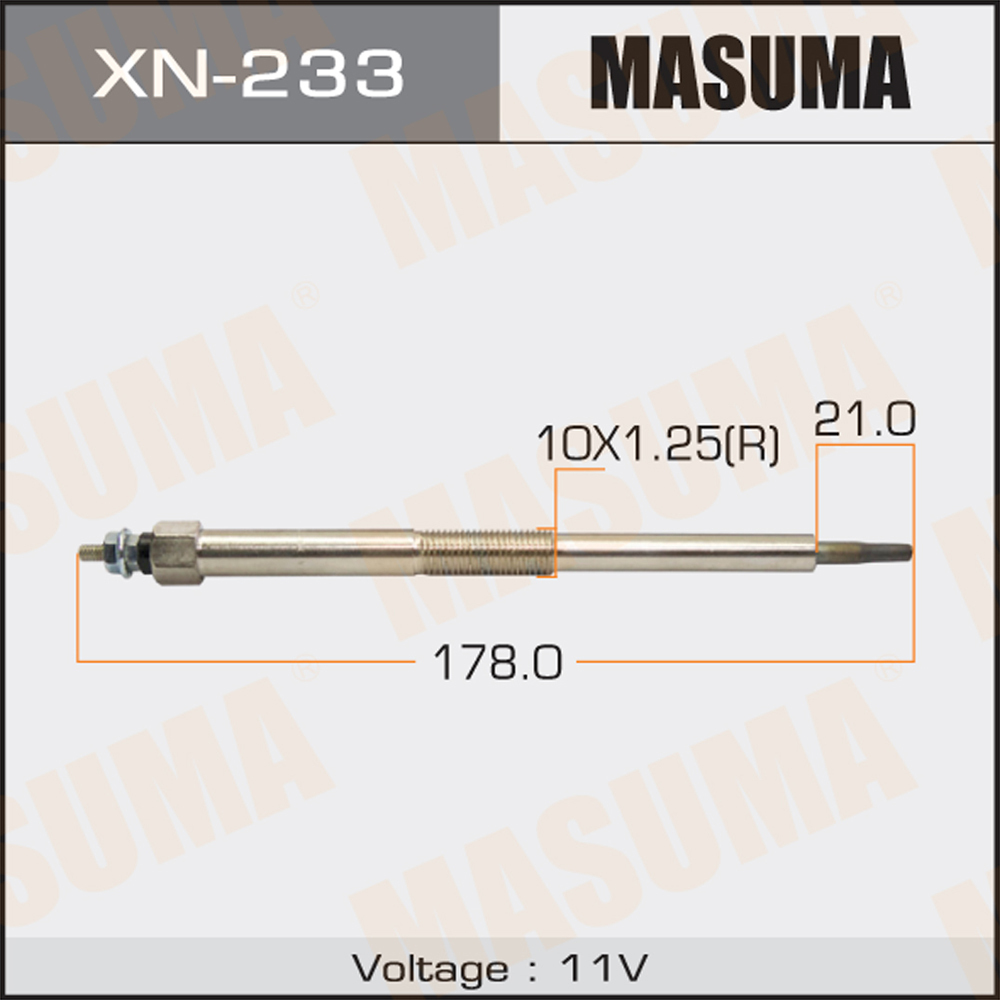 Свеча накала MASUMA Nissan (YD25) Pathfinder 05-, Navara 97-, Primera (P12) 02-, X-Trail (T30)