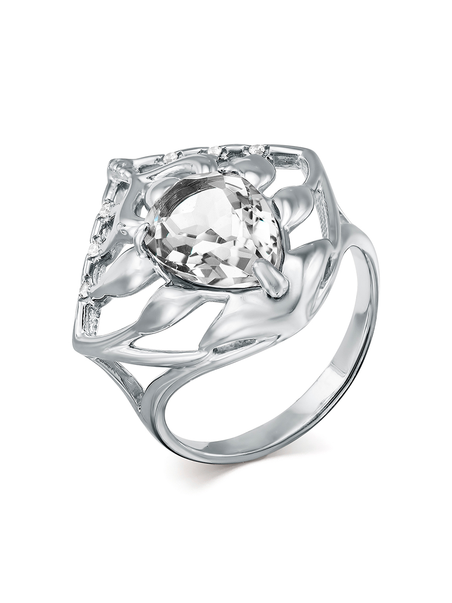 VG jewelry Кольцо из серебра 925 пробы с фианитом, горным хрусталем