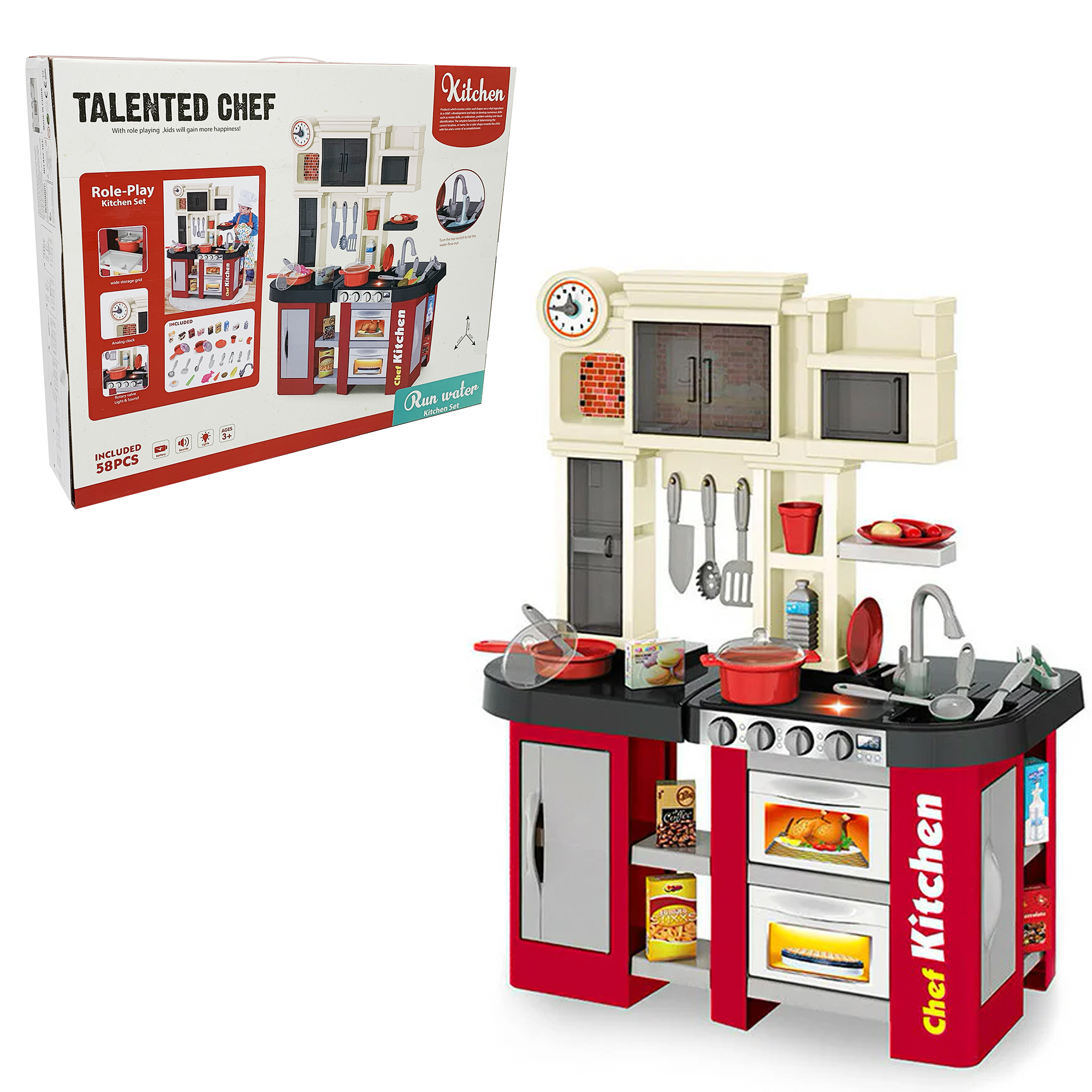 Кухня с водой talented chef 58 деталей со звуком и светом dk toys 922 103