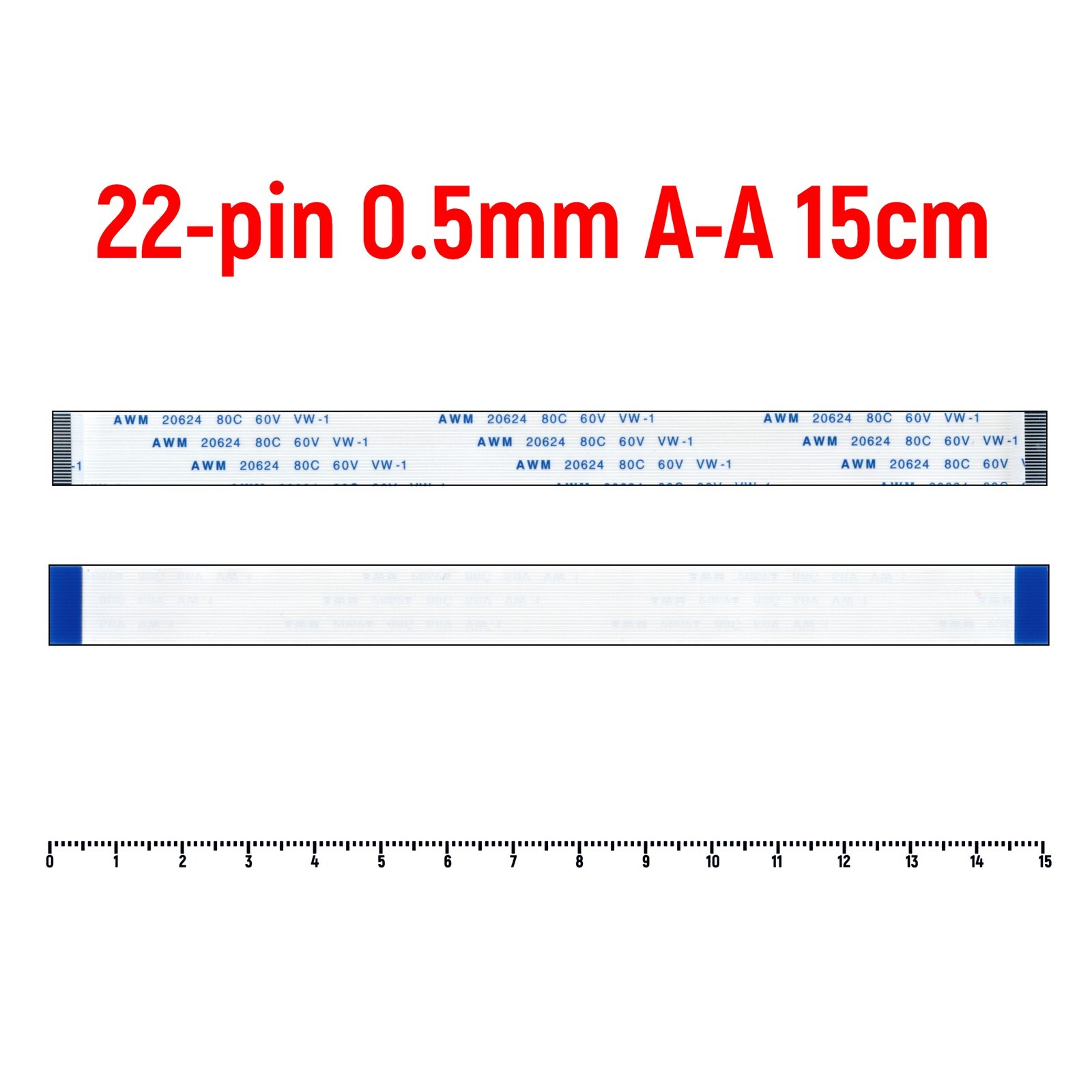 ШлейфFFC22-pinШаг0.5mmДлина15cmПрямойA-AAWM2062480C60VVW-1