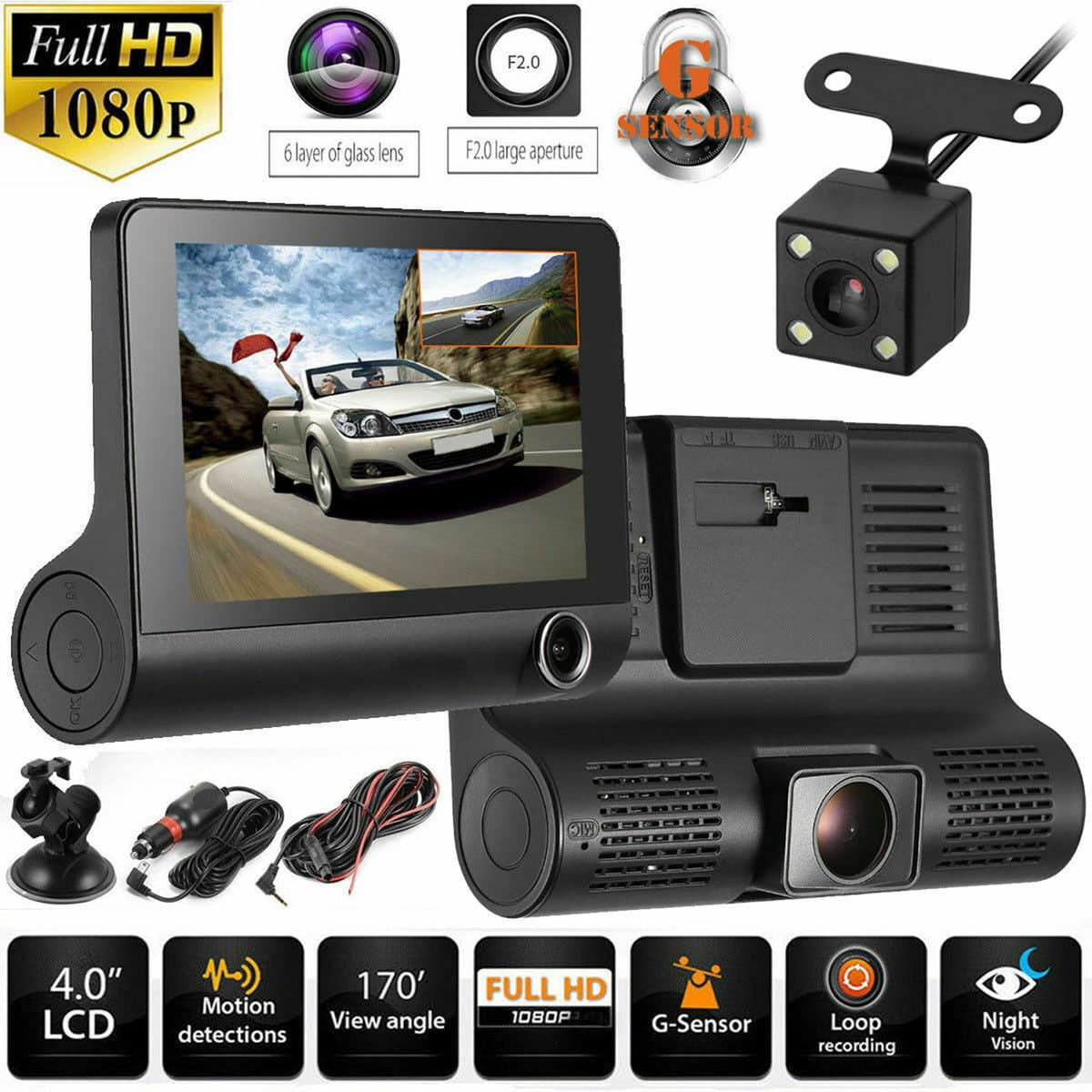 Видеорегистратор GOOD DAY VIDEO CAR DVR Full HD 1080p - купить в  интернет-магазине по низким ценам с доставкой OZON (478714563)