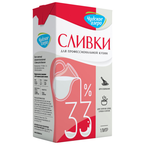 Сливки для взбивания 33% "Чудское озеро" 1л. - купить с доставкой по ...