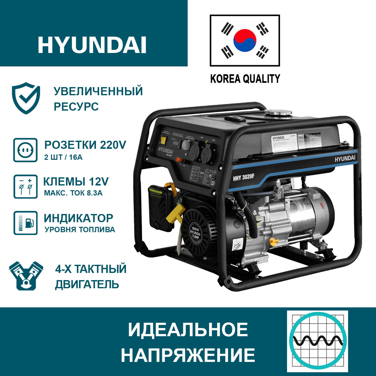 Электрогенератор hyundai hhy 3020f