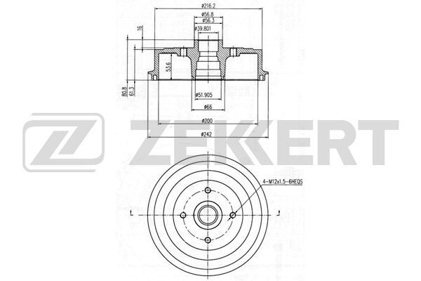 Zekkert Барабан тормозной, арт. BS5412