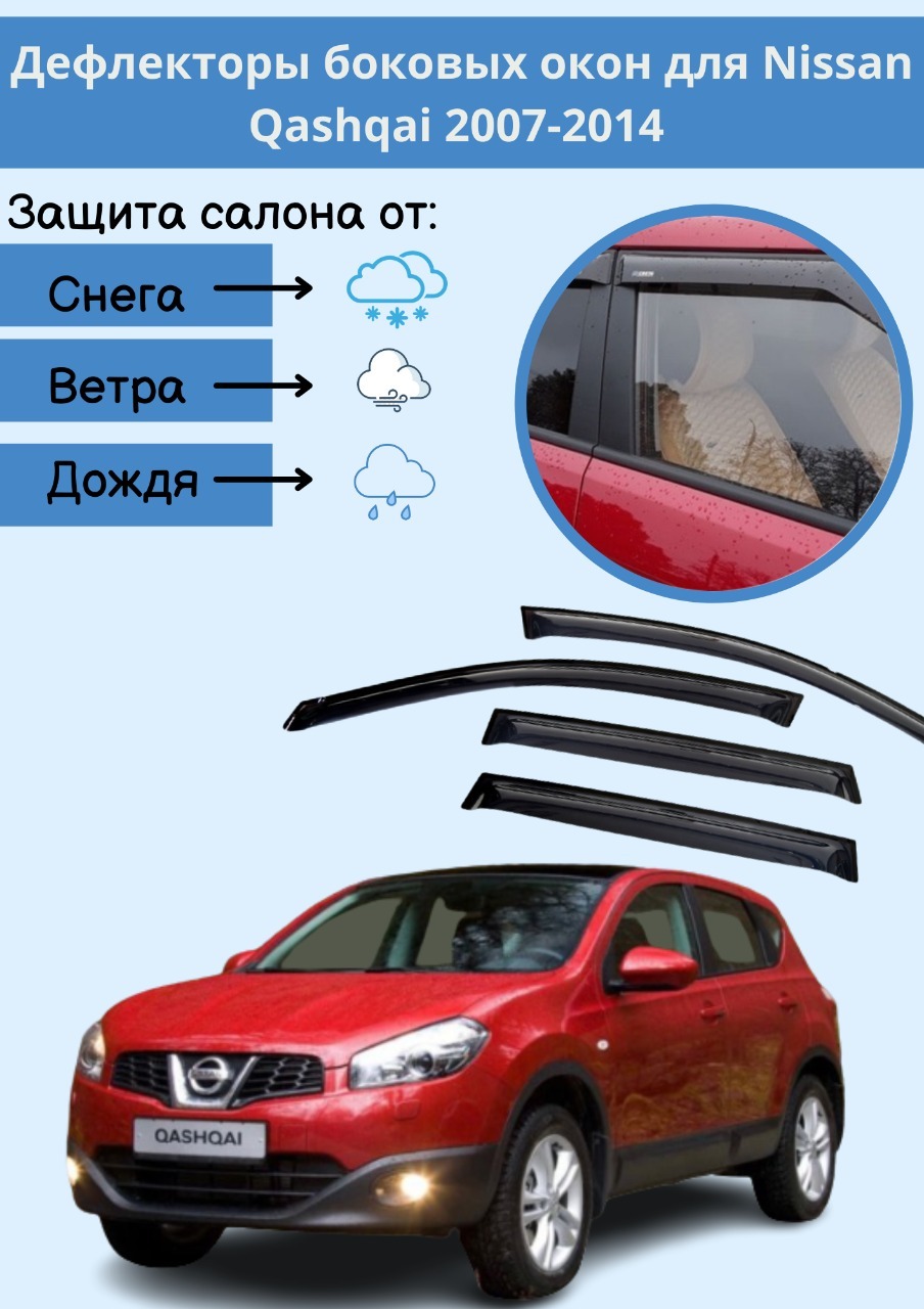 Дефлектор для окон HelFest vt1003336-3 для Nissan Qashqai купить по  выгодной цене в интернет-магазине OZON (317486072)