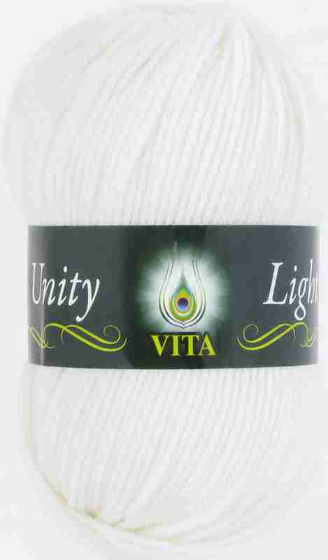 ПряжаUnityLightVita(ЮнитиЛайтВита),цвет:6001Белый,1моток100гр.,состав:48%шерсть,52%акрил,длинанити200м.