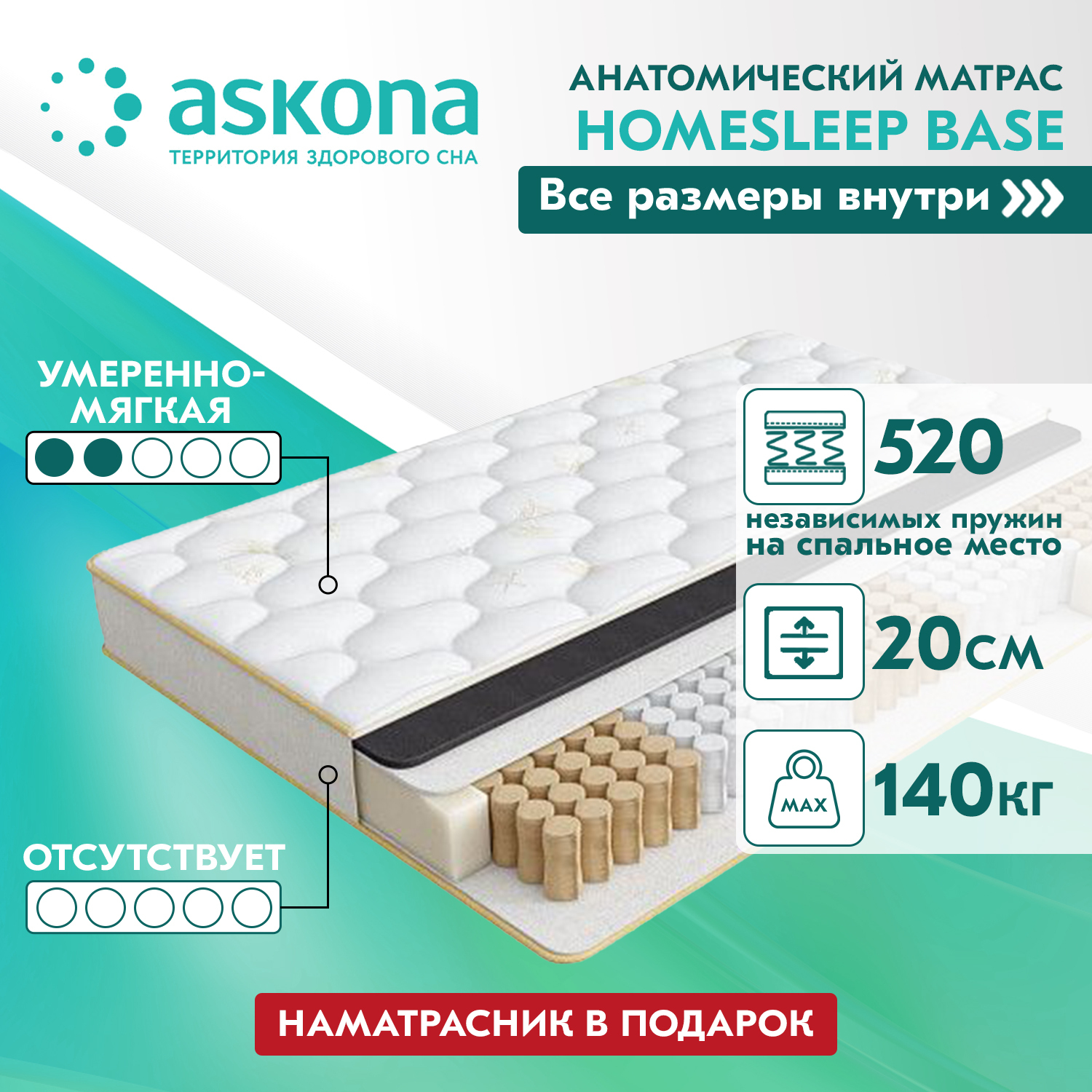 Матрас 200 160 askona basic