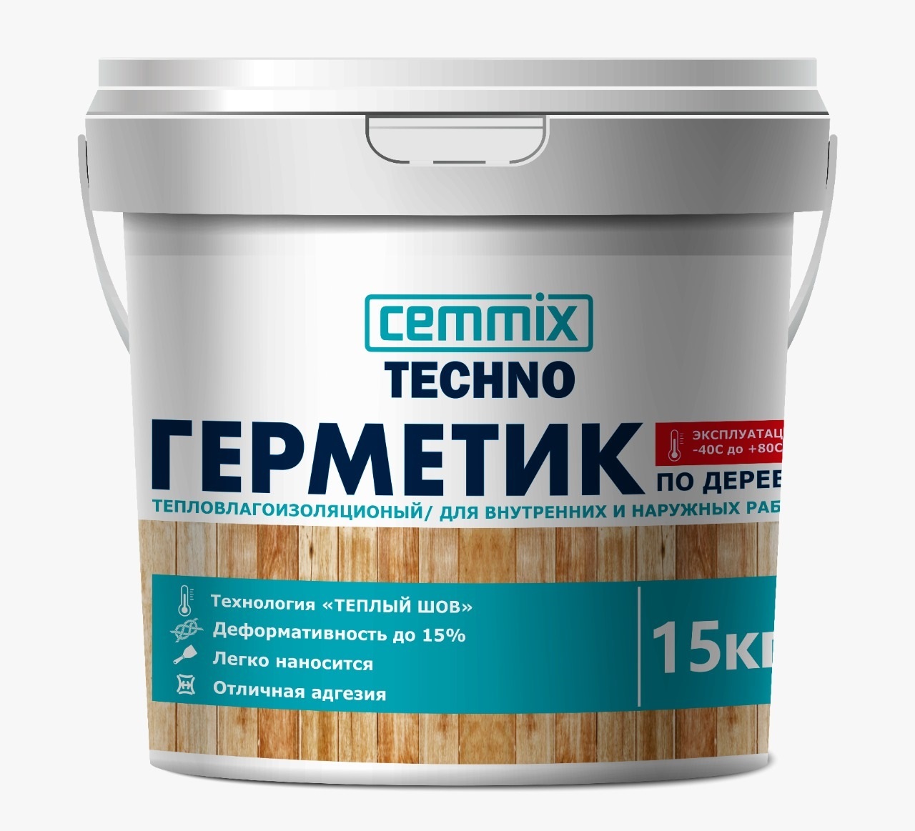 Герметик акриловый Cemmix для дерева Теплый шов Сосна, 15 кг