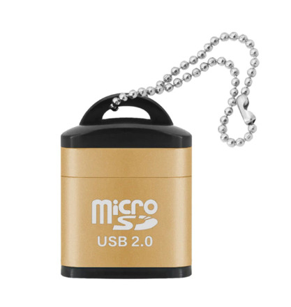 Картридер mini, устройство для чтения карт памяти microSD, USB 2.0, адаптер, переходник, золотой