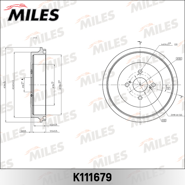 барабан тормозной toyota corolla/auris k111679 MILES K111679, oem 4243152090