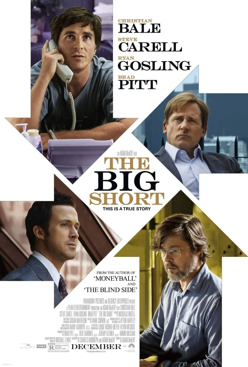 плакат, постер Игра на понижение (The Big Short, 2015г). На бумаге размер  21х30см