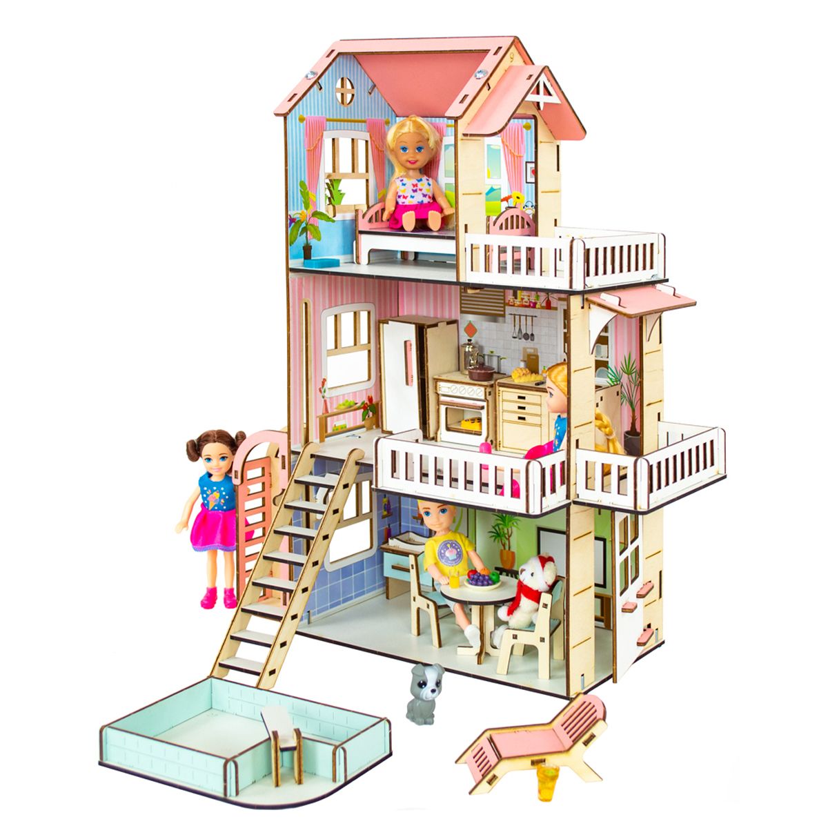 Кукольный домик из дерева/для лол/игрушечный/из фанеры