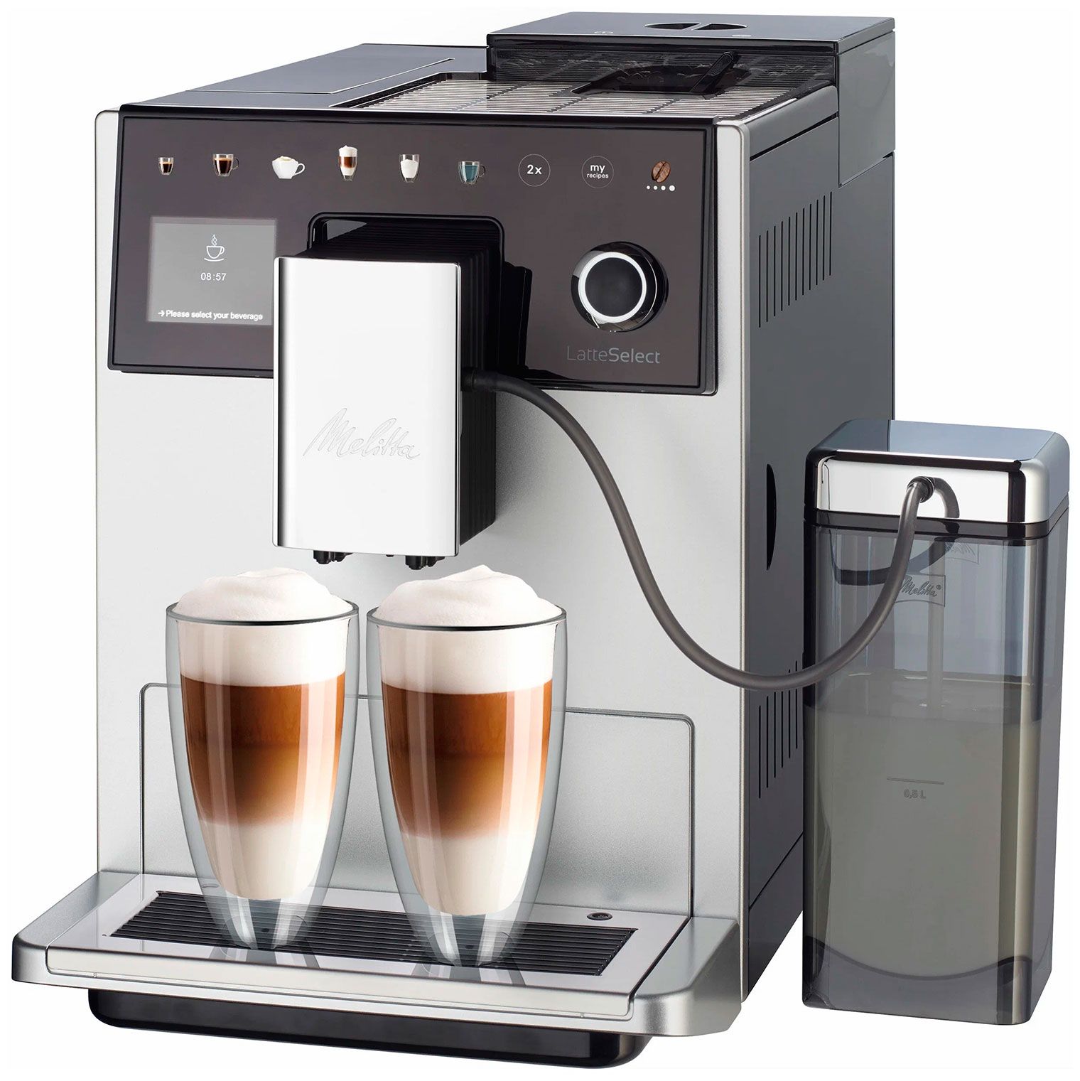 Кофемашина автоматическая Melitta Caffeo F 630-201 LatteSelect серебристая