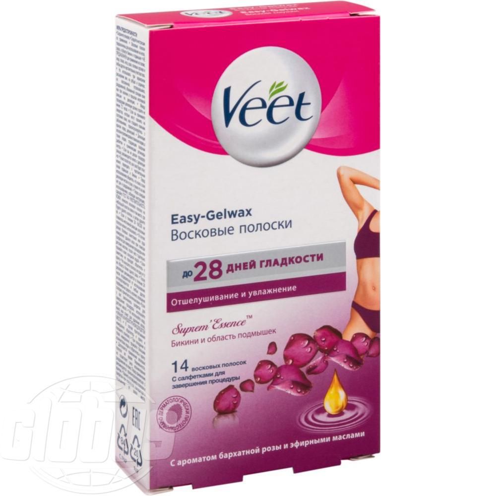 Veet восковые полоски для депиляции easy gelwax