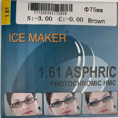 ЛинзадляочковфотохромнаяICEMAKER1.61ASHMCBrownSph+02.75диаметр70