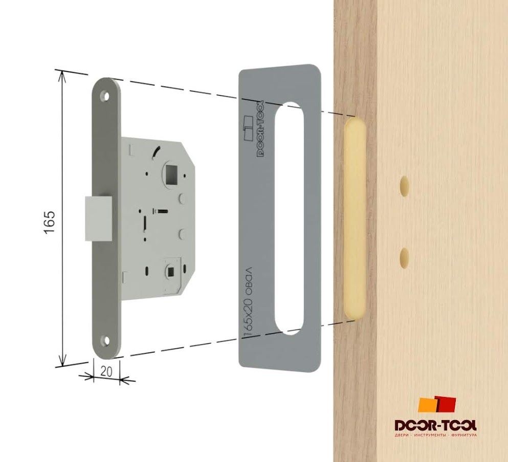 Направляющая для инструмента Вставка для шаблона DOOR-TOOL - Фасад замка Размер: 165х20мм (Универсал) Овал