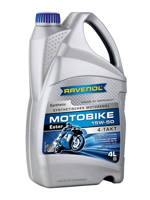 RAVENOL Motobike 4-T Ester Sae 15W-50 Масло моторное, Синтетическое, 4 л