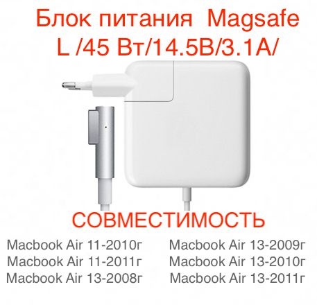 БлокпитаниядляноутбукаApple,45Вт,AppleMagSafe(штекер),1.8м