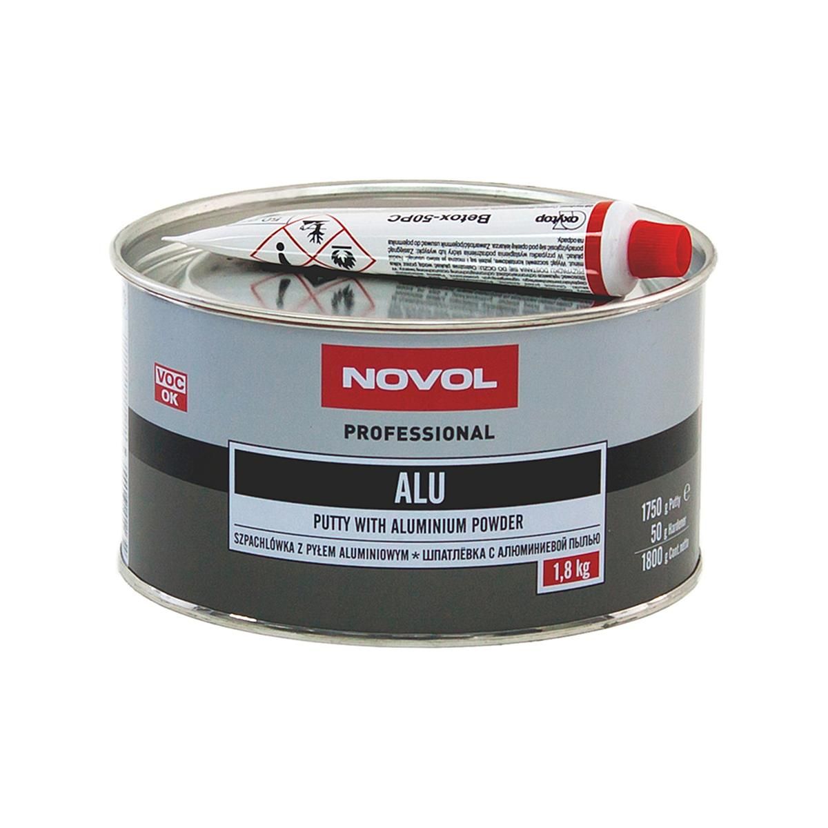 NOVOL Alu Aluminium Putty Шпатлевка автомобильная с алюминием новол 1,8 кг. с отвердителем