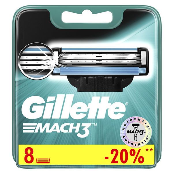 Кассеты для бритья gillette mach3 8 шт в ленте