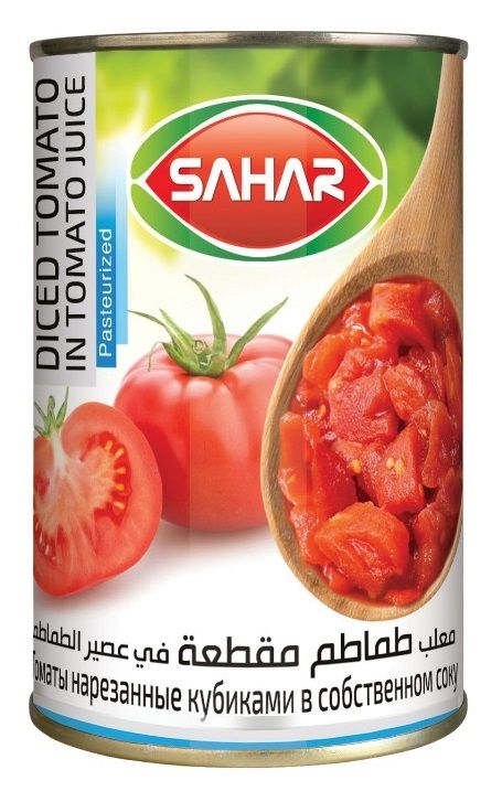 Томаты консервированные нарезанные кубиками "SAHAR" в с/с 400гр.