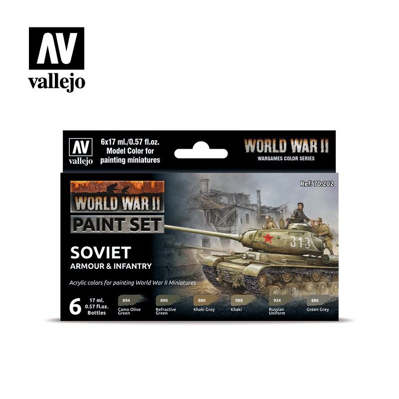 Набор красок Vallejo Model Color Set - WWII Soviet Armour & Infantry 70202 (6 красок по 17 мл)