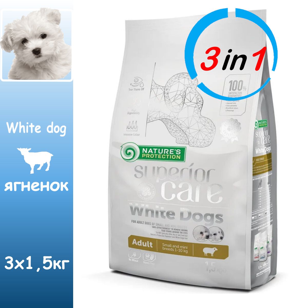 Nature's Protection SC White Dogs Adult. Farmina Ecopet natural Puppy Mini brideers 12kg.