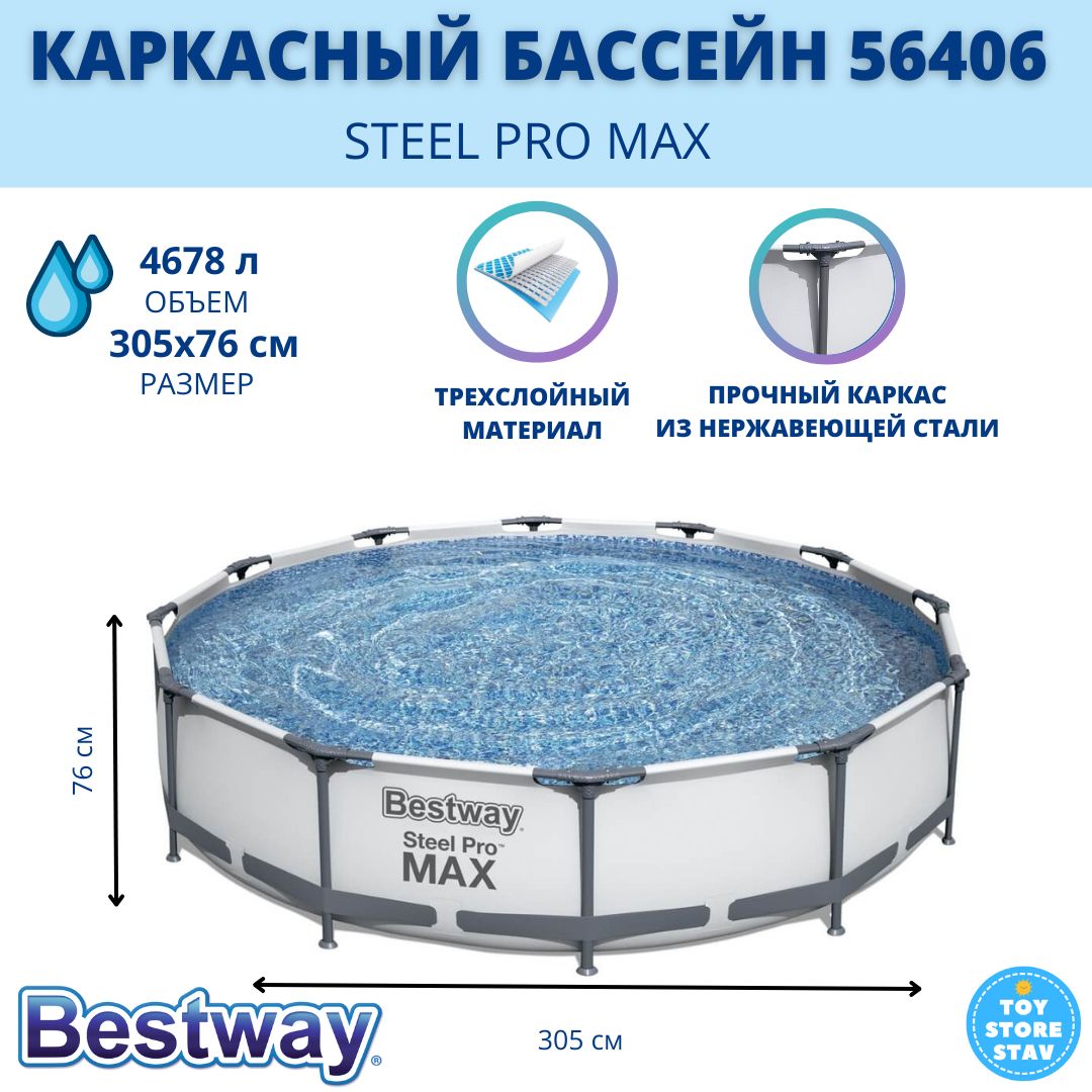 Bestway steel pro отзывы. Бассейн Бествей 305 76 каркасный. Бассейн Bestway Steel Pro 305 на 76. Бассейн Bestway каркасный Steel Pro Max 305х76см. Каркасный бассейн Bestway Steel Pro Max 56406 305х76 см.