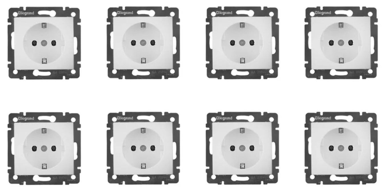 РозеткасзаземлениемЛэграндсериявалена,винтовыеклеммы.Цвет-белый(8шт)