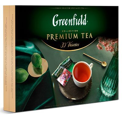 Подарочный набор чая ГРИНФИЛД в пакетиках 120 шт., GREENFIELD Premium Tea Collecton, ассорти из 30 вкусов в пакетиках