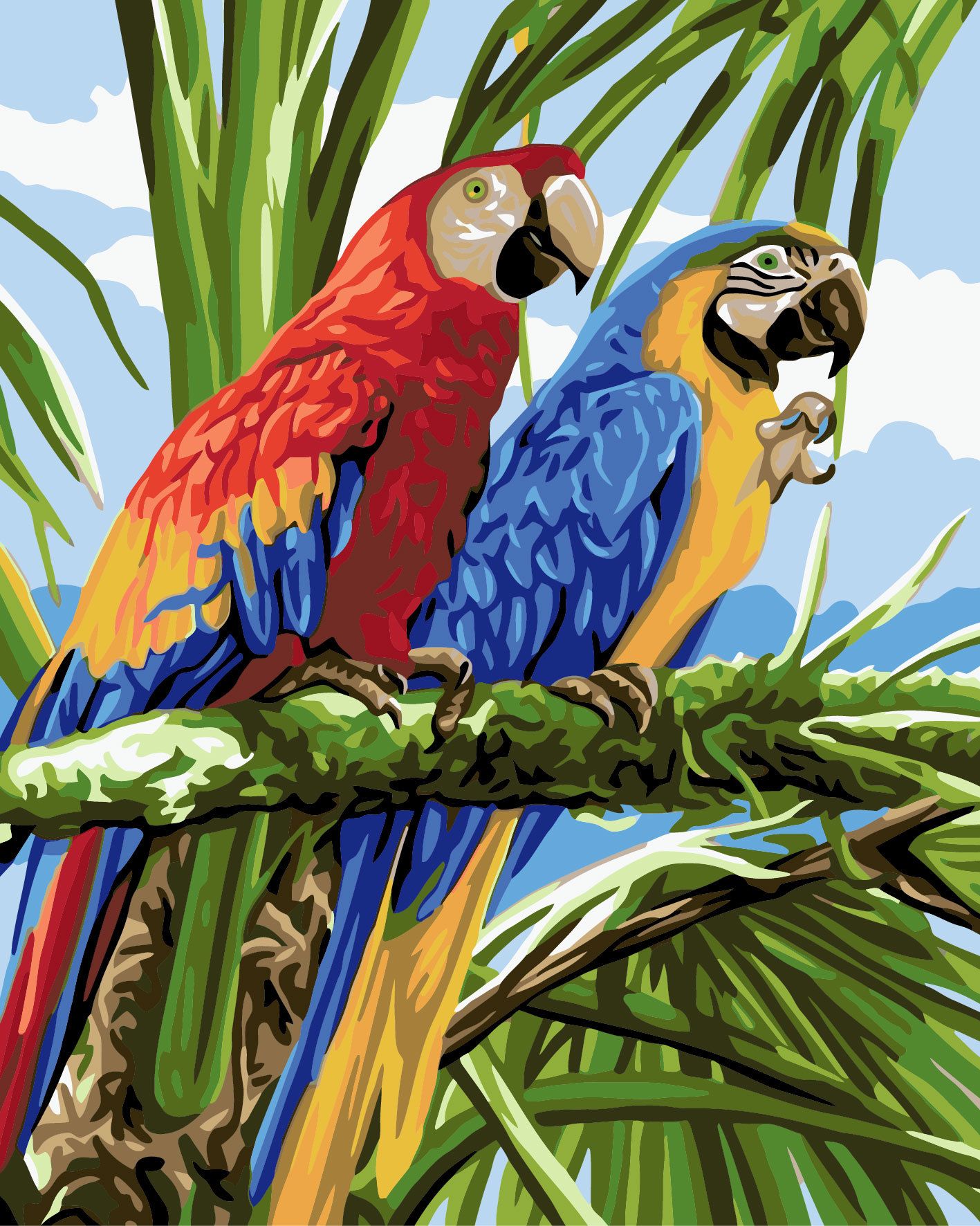 Попугай ара живопись