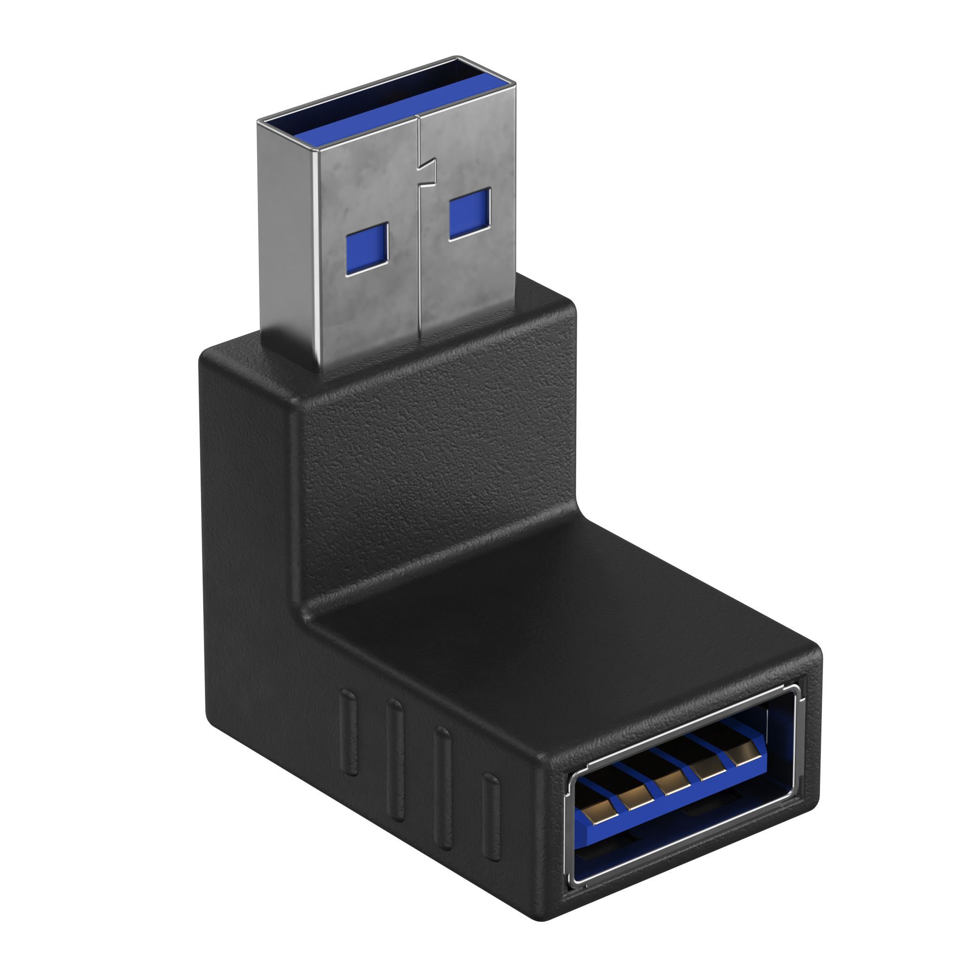 Адаптер переходник GSMIN RT-51 (угловой 270 градусов) USB 3.0 (F) - USB 3.0 (M) (Черный)