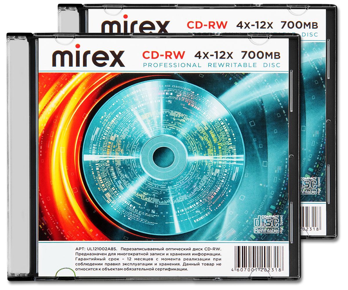 Перезаписываемый диск CD-RW Mirex 700Mb 12x slim box, упаковка 2 шт. -  купить с доставкой по выгодным ценам в интернет-магазине OZON (290728101)