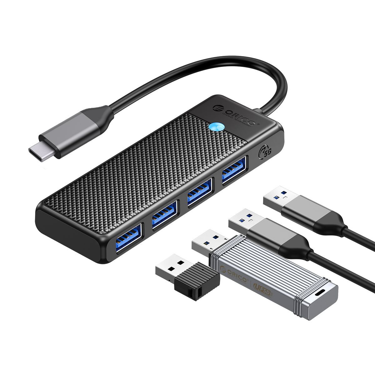 usbhubORICOPAPW4Ausbразветвитель3.0,4портаUSB-A,USB-C,черный,0,15м,Дляиспользованиянаноутбукахидругихустройствах