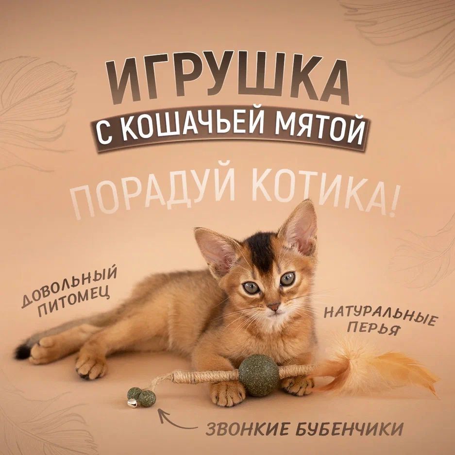 Игрушка - дразнилка для кошек, котов и котят с кошачьей мятой