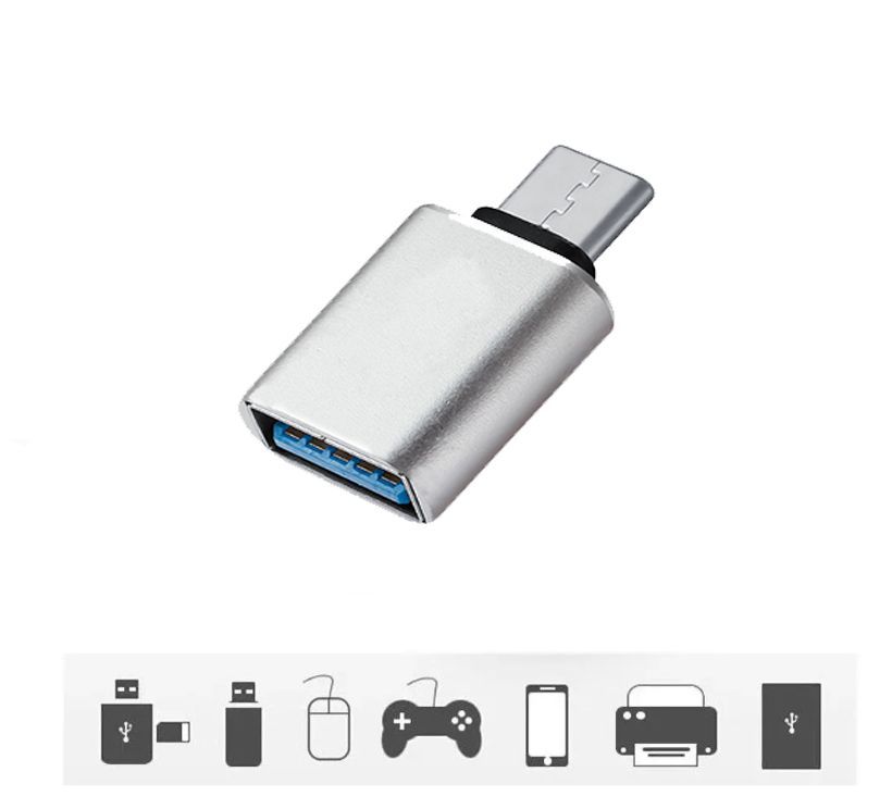 Переходник OTG USB 3.0 на Type-C G-01 серый / Адаптер переходник USB 3.0 гнездо Female (F) / Type-C штекер Male (M)