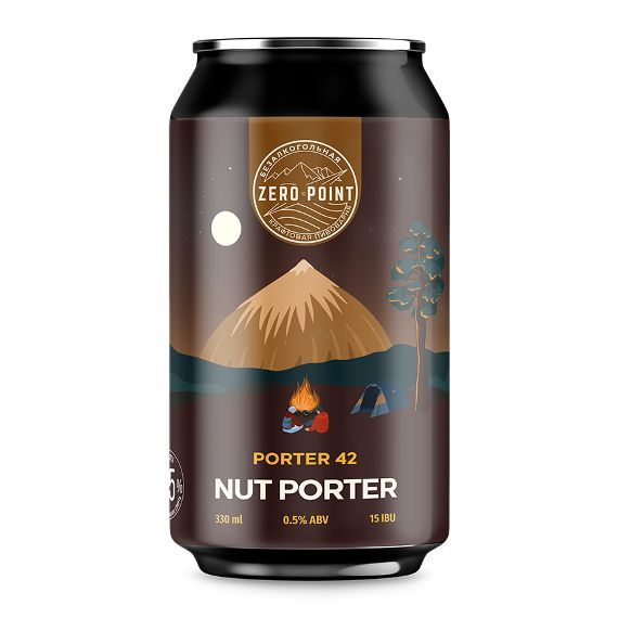 Nut Porter, пиво безалкогольное, Zero Point, банка 0,33мл