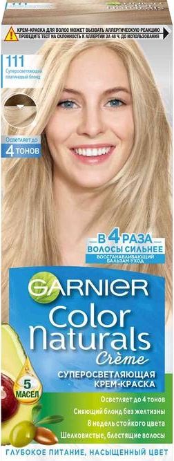 Garnier/ГарньерColorNaturalsКрем-краскадляволосстойкаятон111суперосветляющийплатиновыйблондсмасламиоливы,авокадо,ши,клюквыиарганы112мл/уходзаволосами