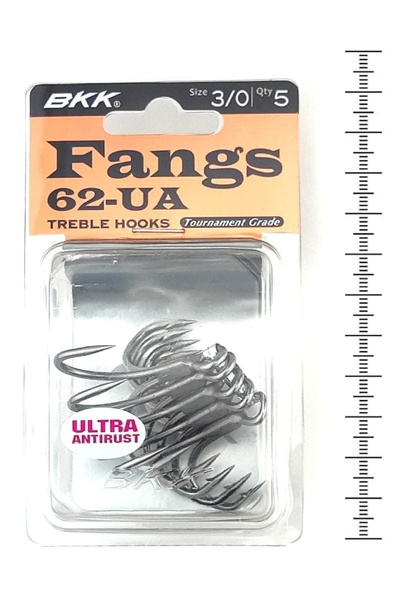 BKK Fangs 62 UA Treble Hooks - Size 1/0 - Ultra Antirust Tournament Grade