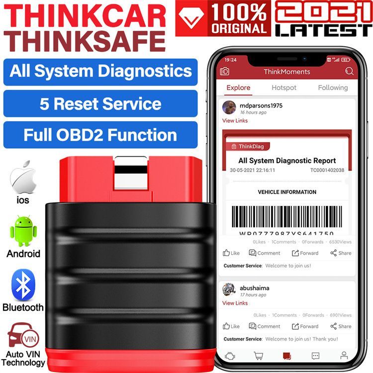 THINKCAR Thinksafe Полная система, сервис сброса всех автомобилей 5, диагностический инструмент OBD2, активное тестирование, кодирование ЭБУ