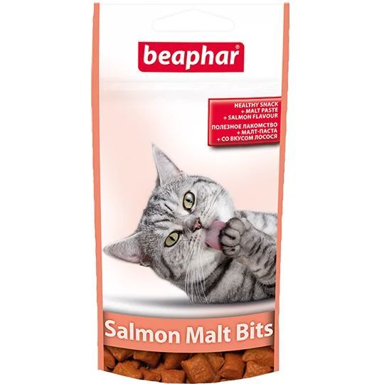 Лакомство для кошек подушечки со вкусом лосося Beaphar Salmon Malt Bits, 35гр.